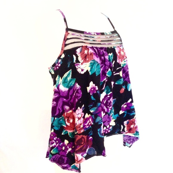 Flowy Tropical Floral Printed Hi-Low Cami - Picture 3 of 4